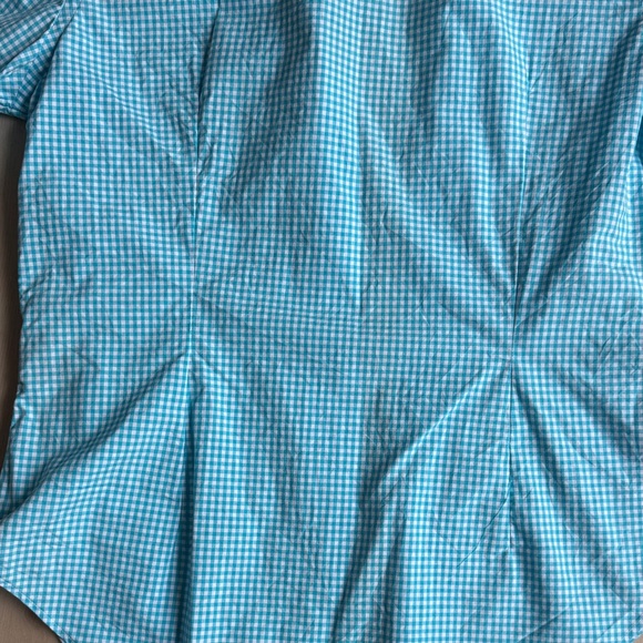 Ralph Lauren Turquoise Checkered Button Down Shirt - Picture 6 of 6